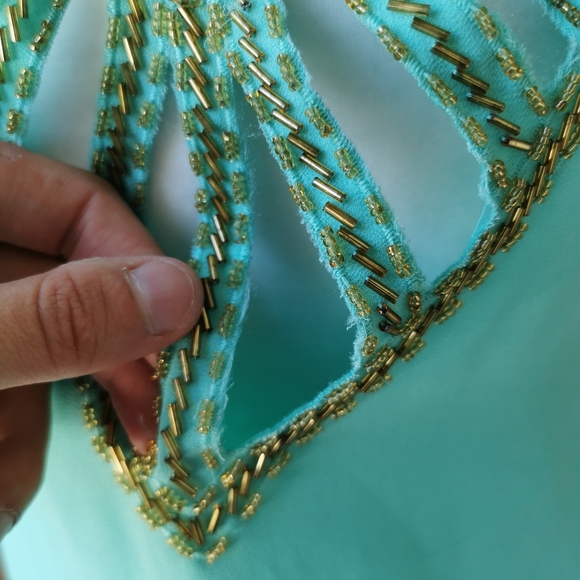 Ark & Co. aqua blue green beaded flapper dress - Picture 6 of 8